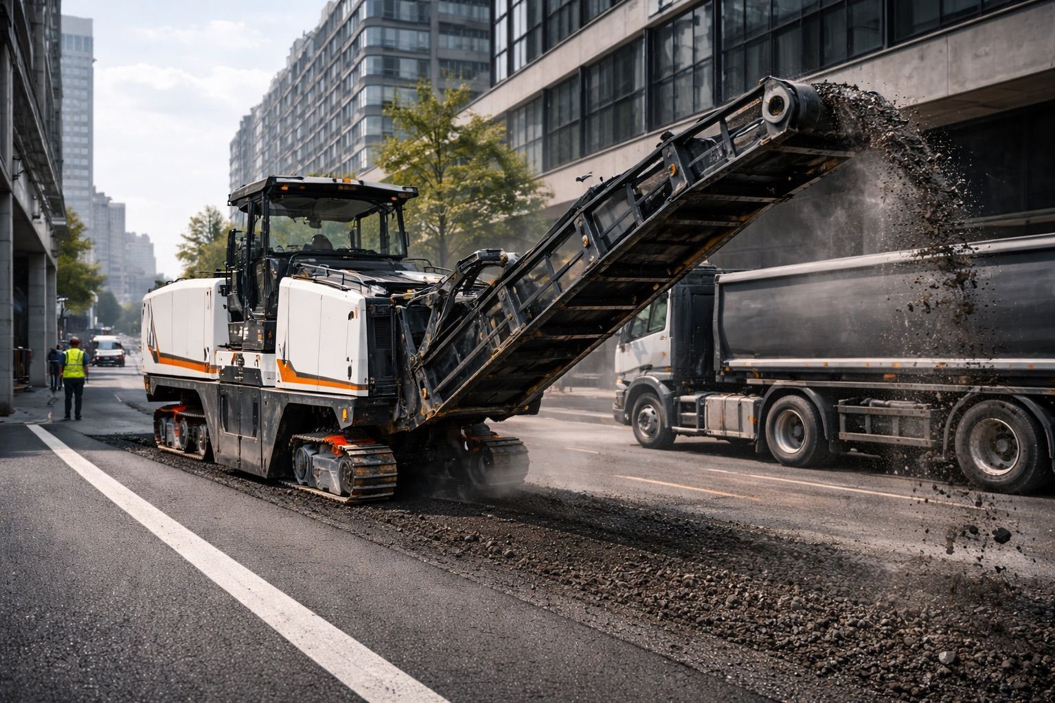 Transfert finisseur et raboteuse voirie nuit petite couronne